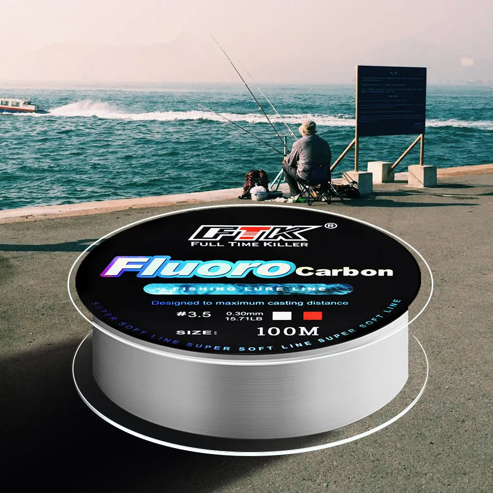 100m fluorocarbon bait fishing line, carbon fiber fly fishing, wild fishing, sea fishing, fishing accessories, tools, outdoor
