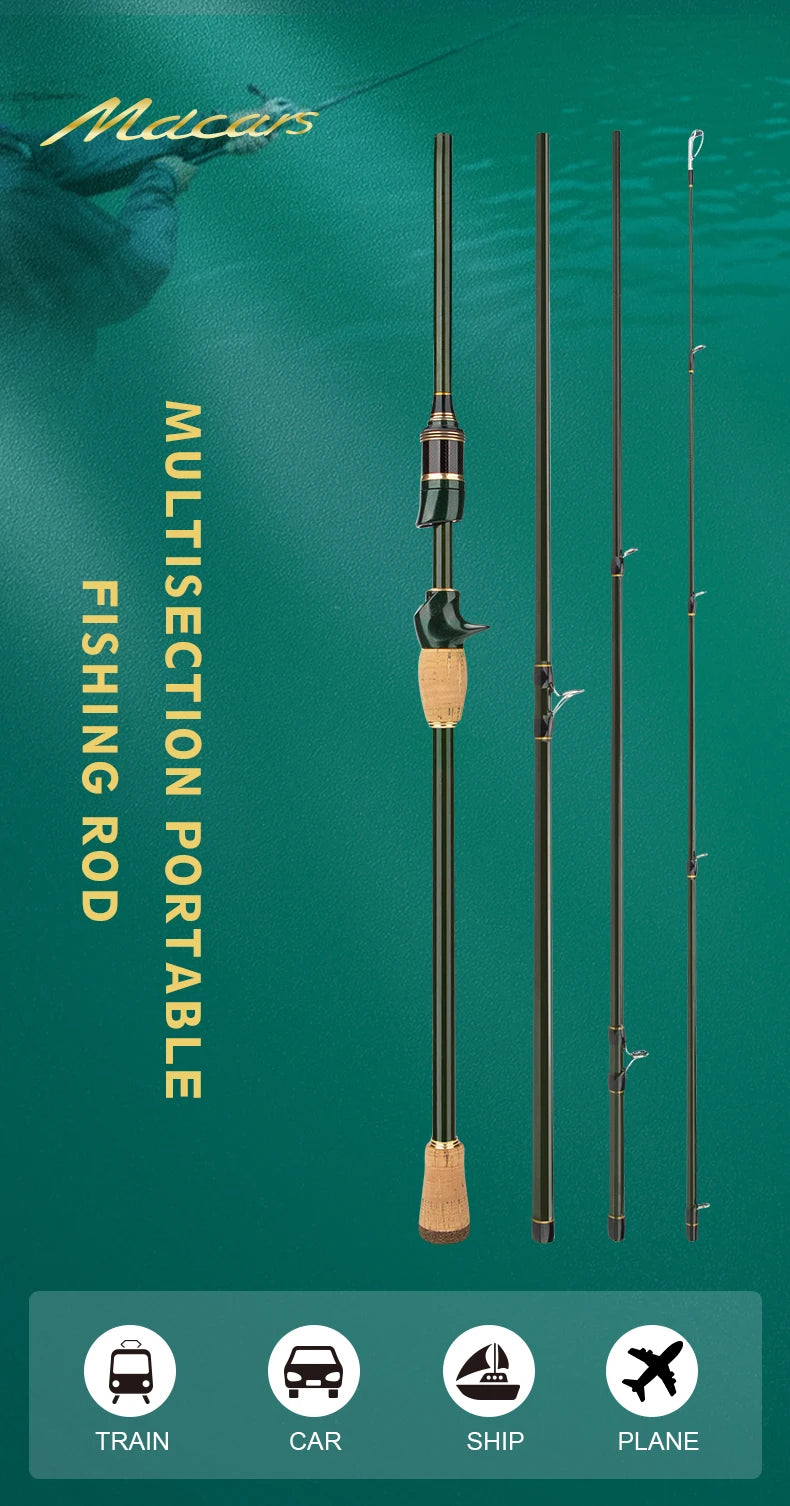 CEMREO Travel Rod Spinning Casting Carbon Fishing Rod 1.8m/2.1m/2.4m Portable Fishing Rod Good Quality Fishing Tackle MACARS