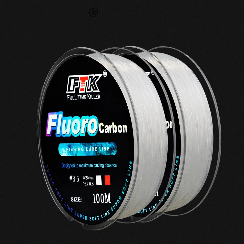 100m fluorocarbon bait fishing line, carbon fiber fly fishing, wild fishing, sea fishing, fishing accessories, tools, outdoor