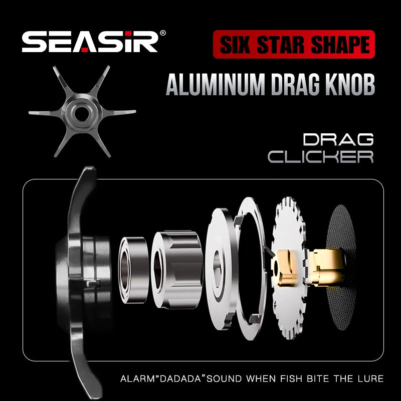 Carretilha de Pesca Seasir Salminus Fibra de Carbno+Aluminio Drag 12Kg 8.0:1