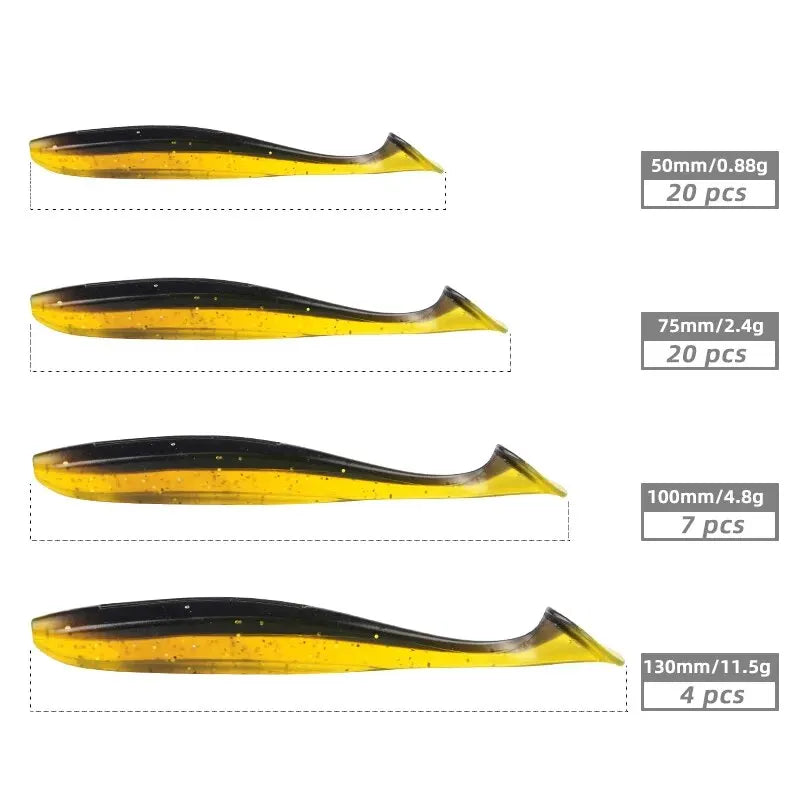 MEREDITH Easy Shiner Fishing Lures 50mm 65mm 75mm 100mm Wobblers Carp Fishing Soft Lures Silicone Artificial Plastic Baits