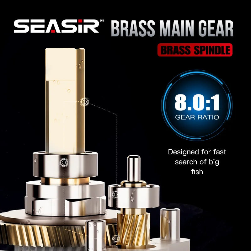 Carretilha de Pesca Seasir Salminus Fibra de Carbno+Aluminio Drag 12Kg 8.0:1