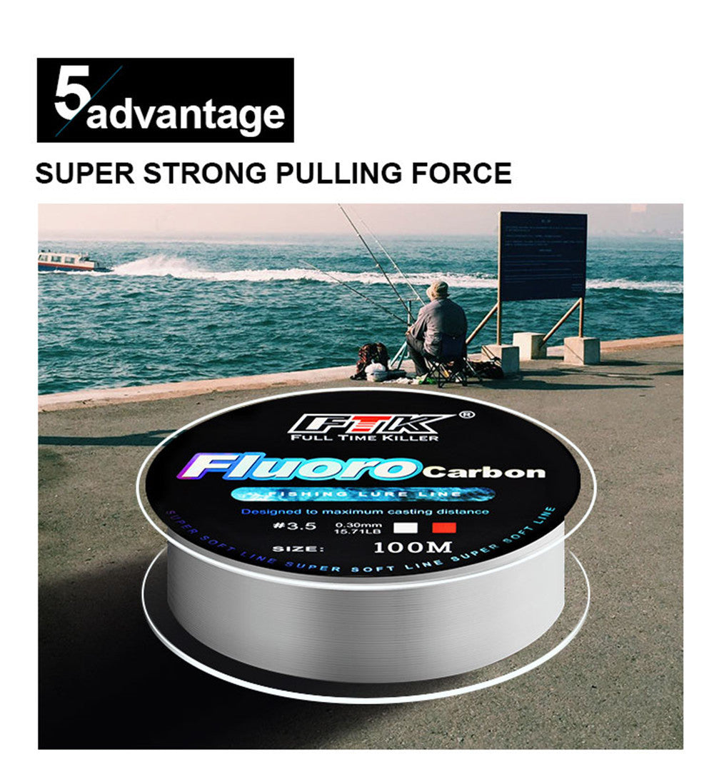 100m fluorocarbon bait fishing line, carbon fiber fly fishing, wild fishing, sea fishing, fishing accessories, tools, outdoor