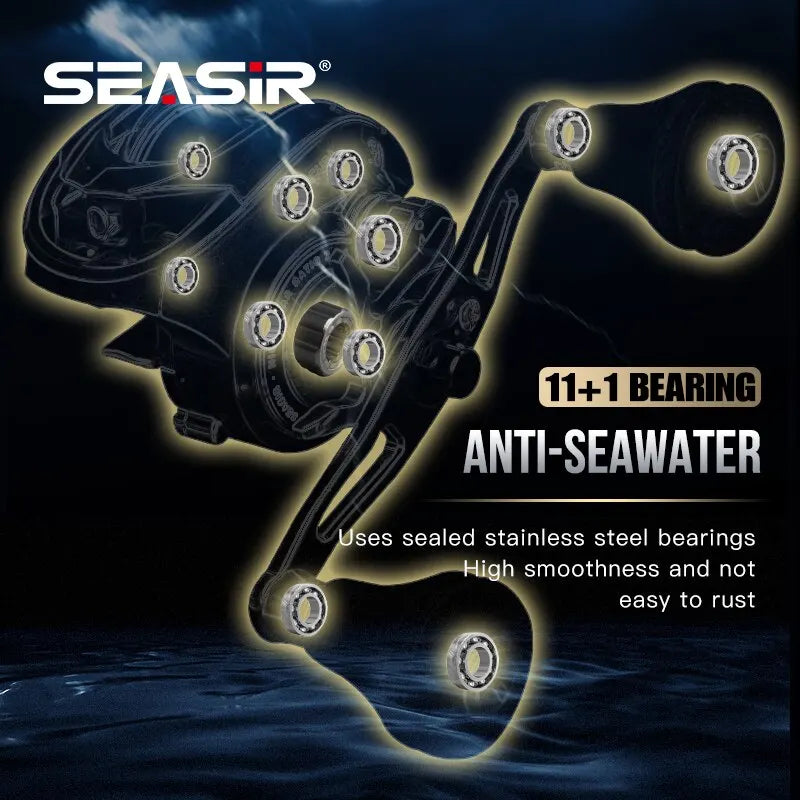 Carretilha Seasir Megacuda(225g) Drag 15KG 6.5:1 Alumino