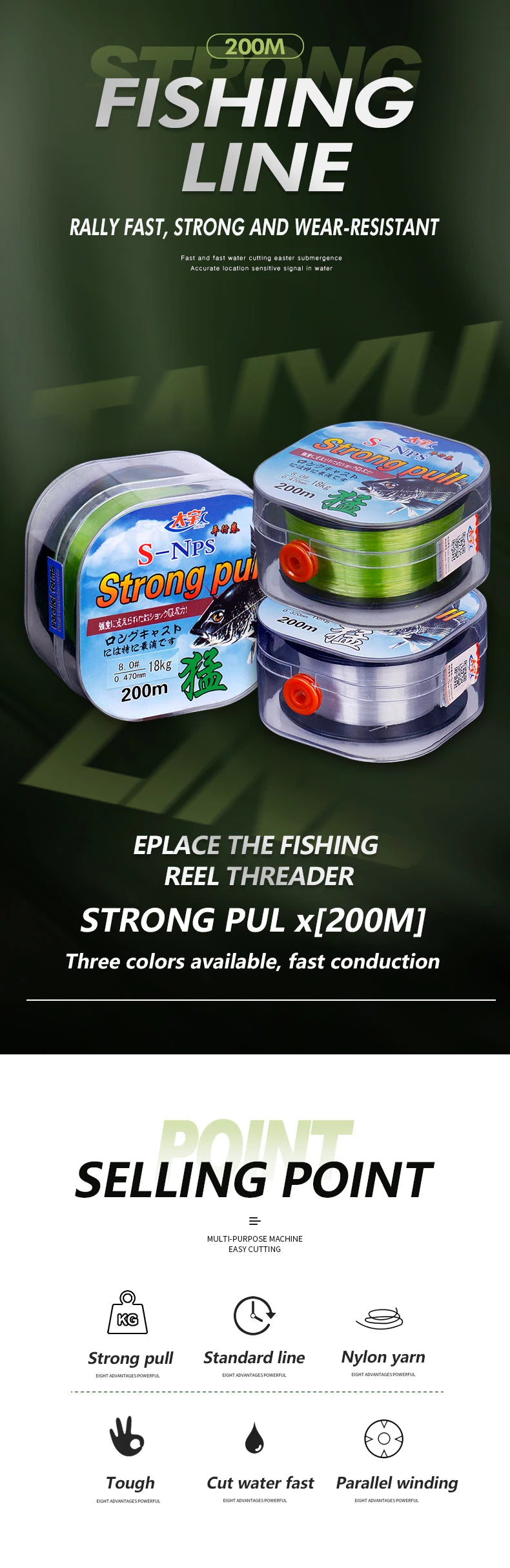 200M Super Strong Fishing Line Japan Durable Monofilament Nylon Fishing Line Sea/Freshwater Main Line Leader Fishing Wire 2-33LB