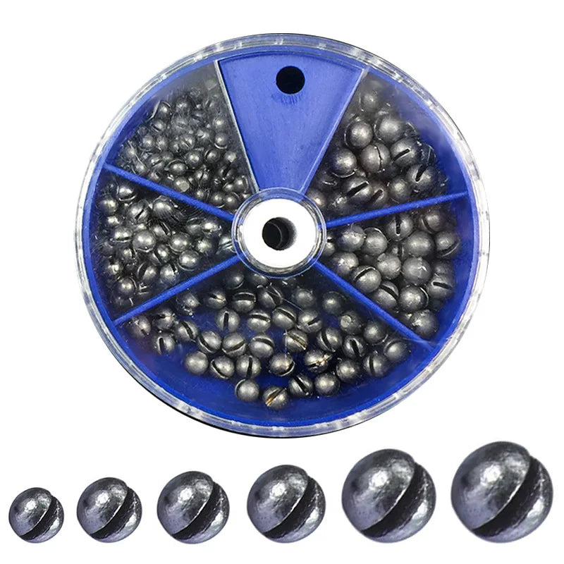 205pcs Fishing Weights Sinkers Kit Lead Split Shot Fishing Line Sinkers 5 Sizes Removable Egg Lead Assortment Accessories