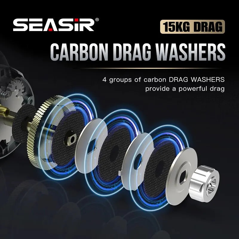 Carretilha Seasir Megacuda(225g) Drag 15KG 6.5:1 Alumino