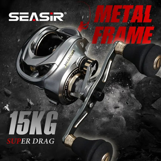 Carretilha Seasir Megacuda(225g) Drag 15KG 6.5:1 Alumino